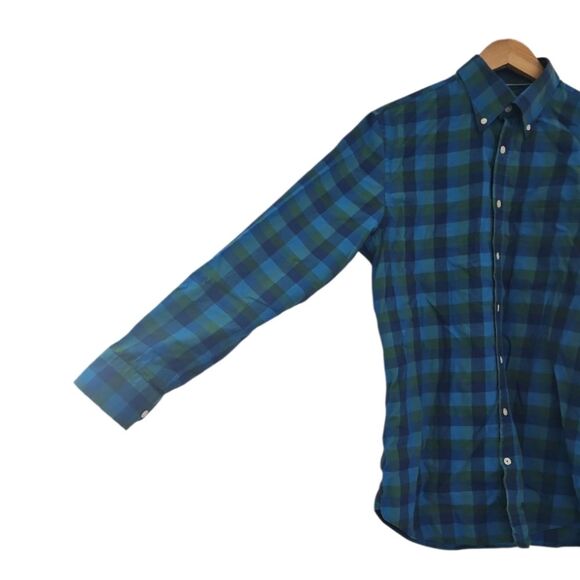 Bobby Jones Green Blue Plaid Button Down Shirt Sz M Classic Preppy Style Golf - Picture 3 of 16